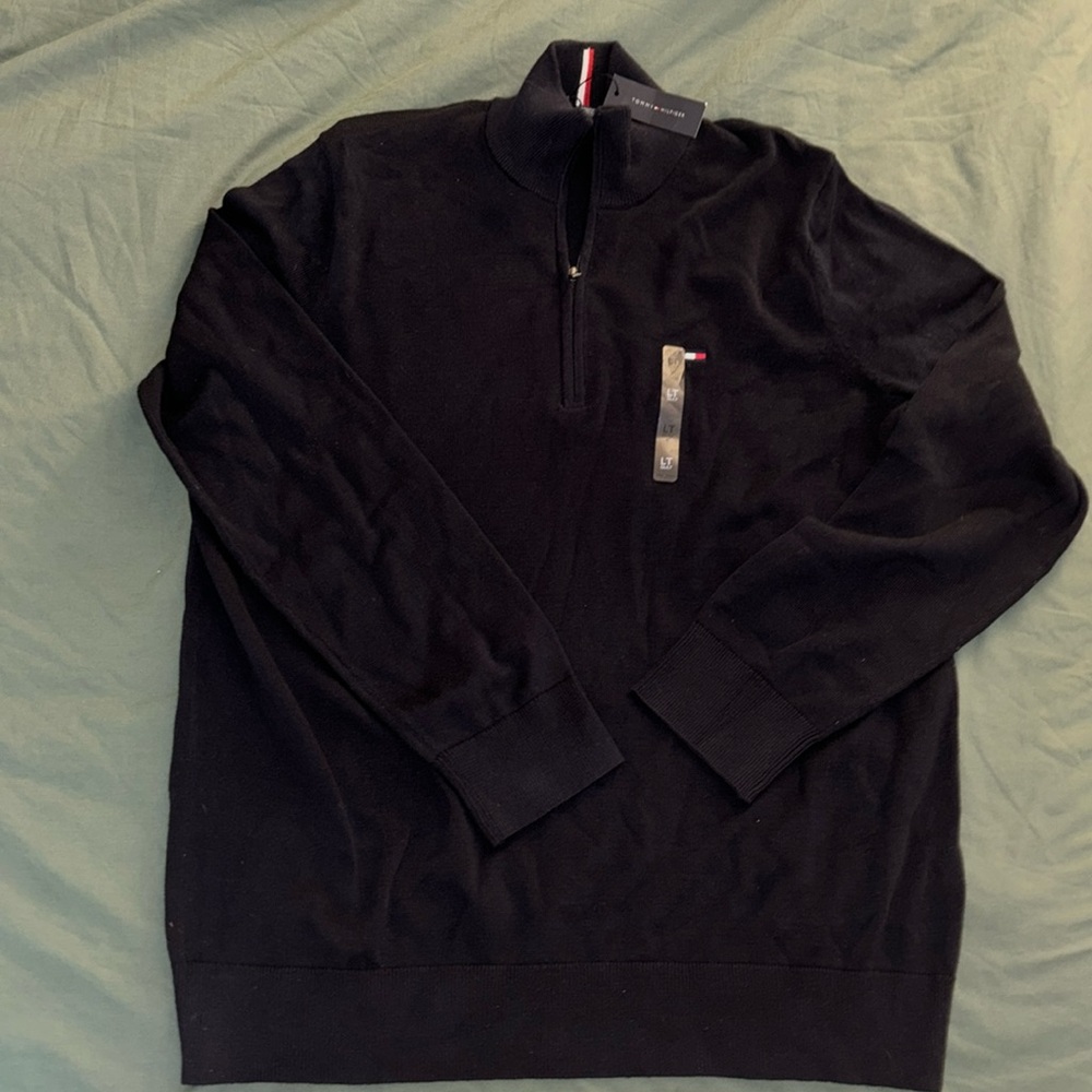 Big & Tall Tommy Hilfiger Classic-Fit Combed-Cotton Quarter-Zip Sweater